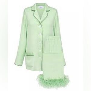 Sleeper Green Feather Trim Pajama Set NWT XL